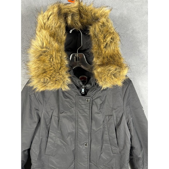 1 Madison Expedition Parka Adult M Heritage Jacket Black Faux Fur Hood‎ Womens - Picture 2 of 16